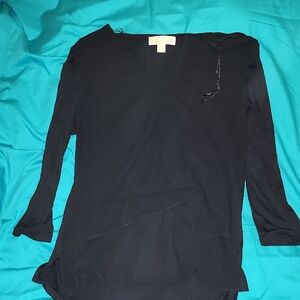 MICHAEL Michael Kors Elegant Black V-Neck Blouse